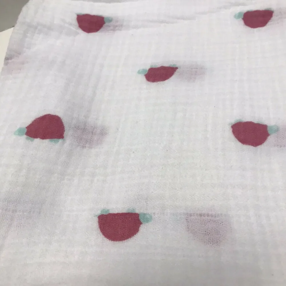 Aden + Anais red green turtle muslin swaddle baby blanket 100% cotton pink RARE